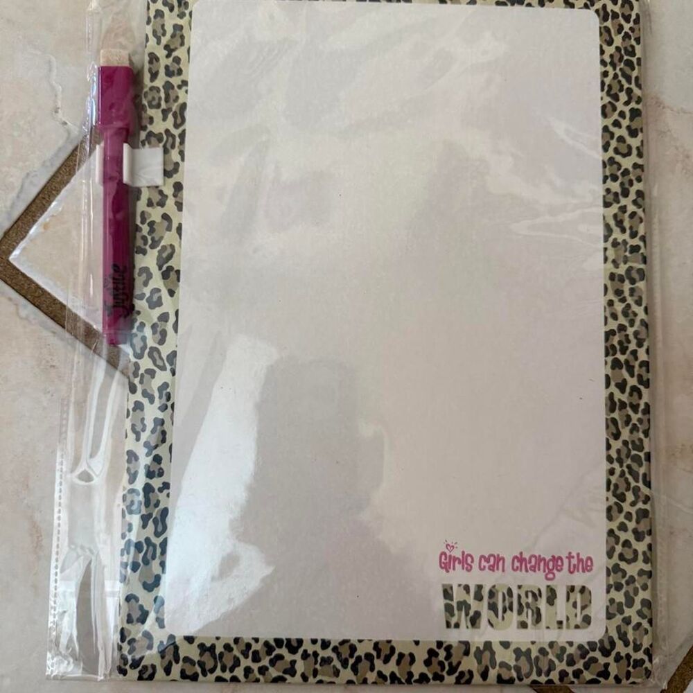 NWT Justice pink and Leopard print dry erase board